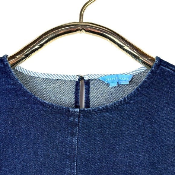 DRAPER JAMES SHORT SLEEVE DARK WASH COTTON DENIM SHIFT DRESS - Picture 10 of 14